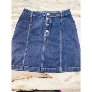Banana Republic Button-Fly Denim Skirt Dark Wash Sz 28